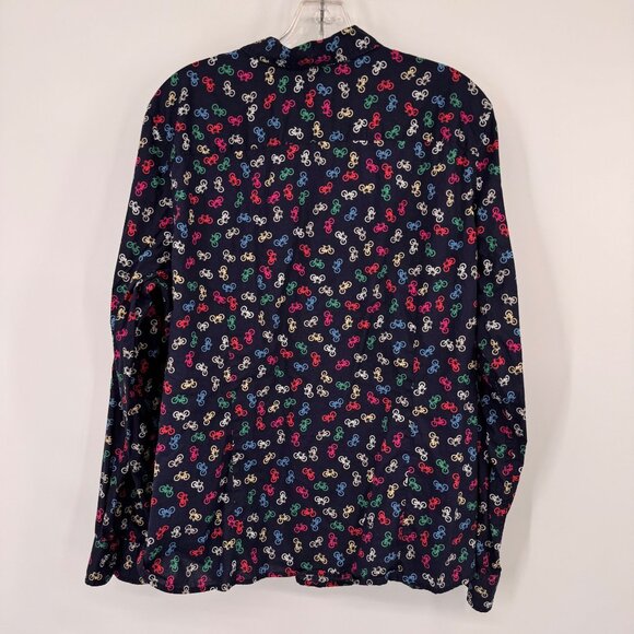 Talbots womens Button-Up Long Sleeve Shirt Bicycle Print 100% Cotton size XL - Picture 7 of 12